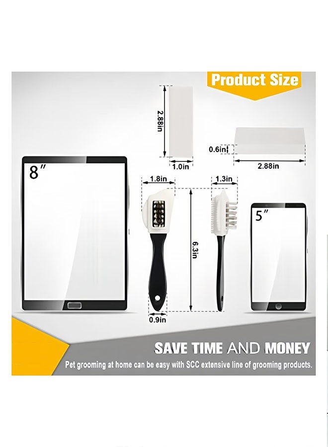 عربست مجموعة تنظيف أحذية جلد مدبوغ احترافية، فرشاة تنظيف رباعية الاتجاهات للجلد المدبوغ والنوبوك مع ممحاتين إضافيتين، للأحذية الطويلة - Image 2